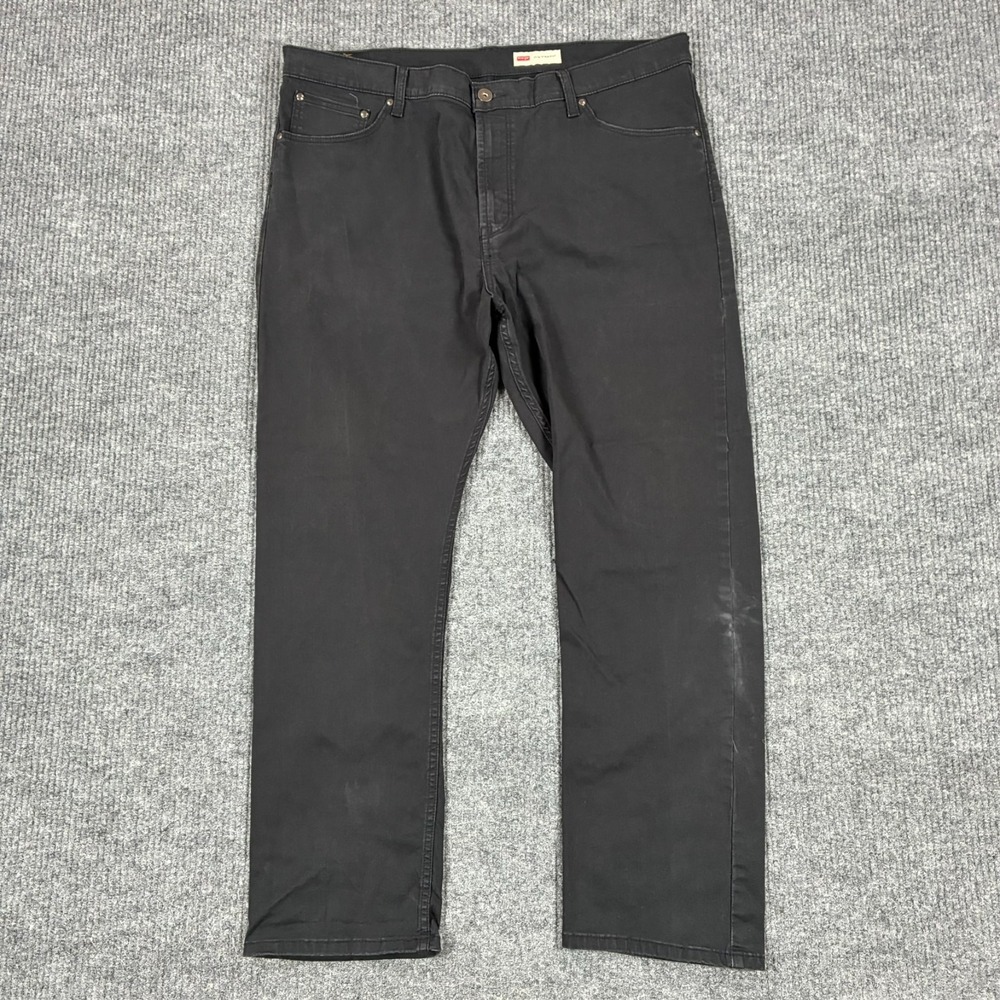 Wrangler Mens Slim Straight Jeans Size 42x30 Black Denim Casual Stretch Mid Rise